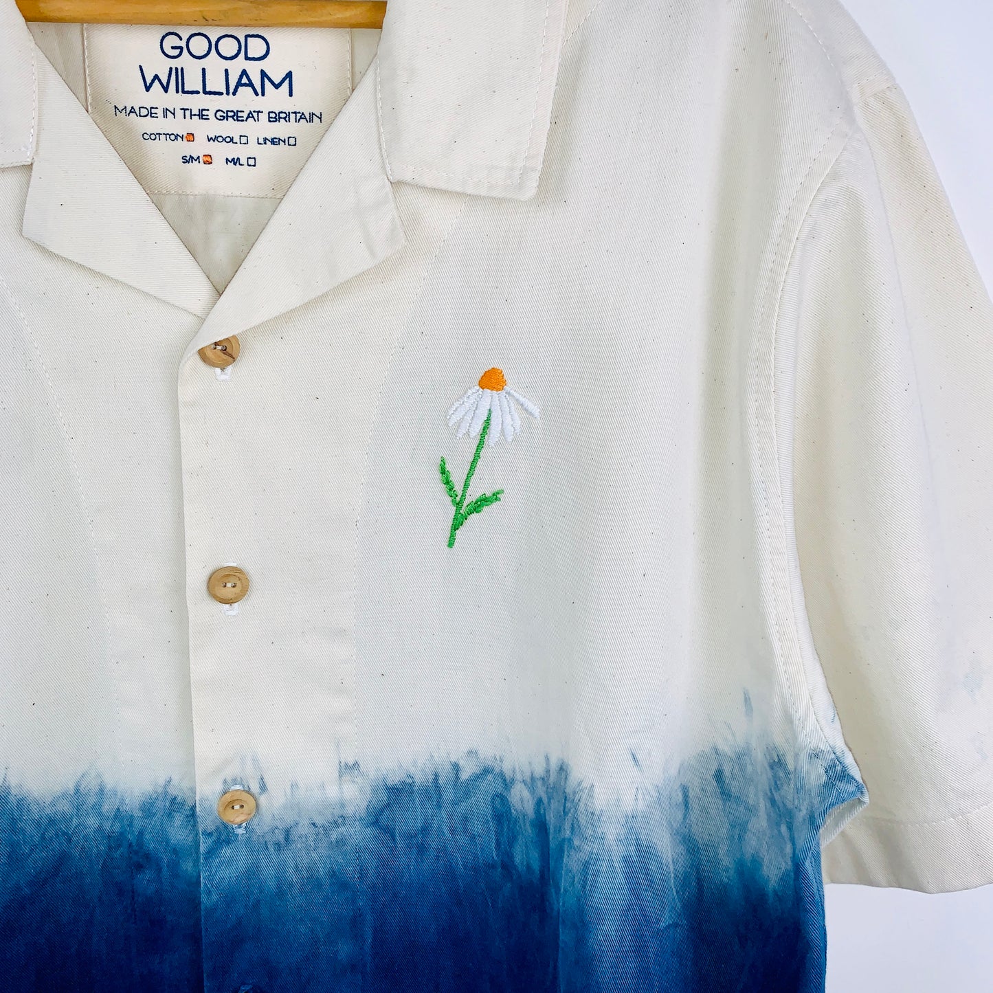 Shirt with Hand Embroidered Daisy